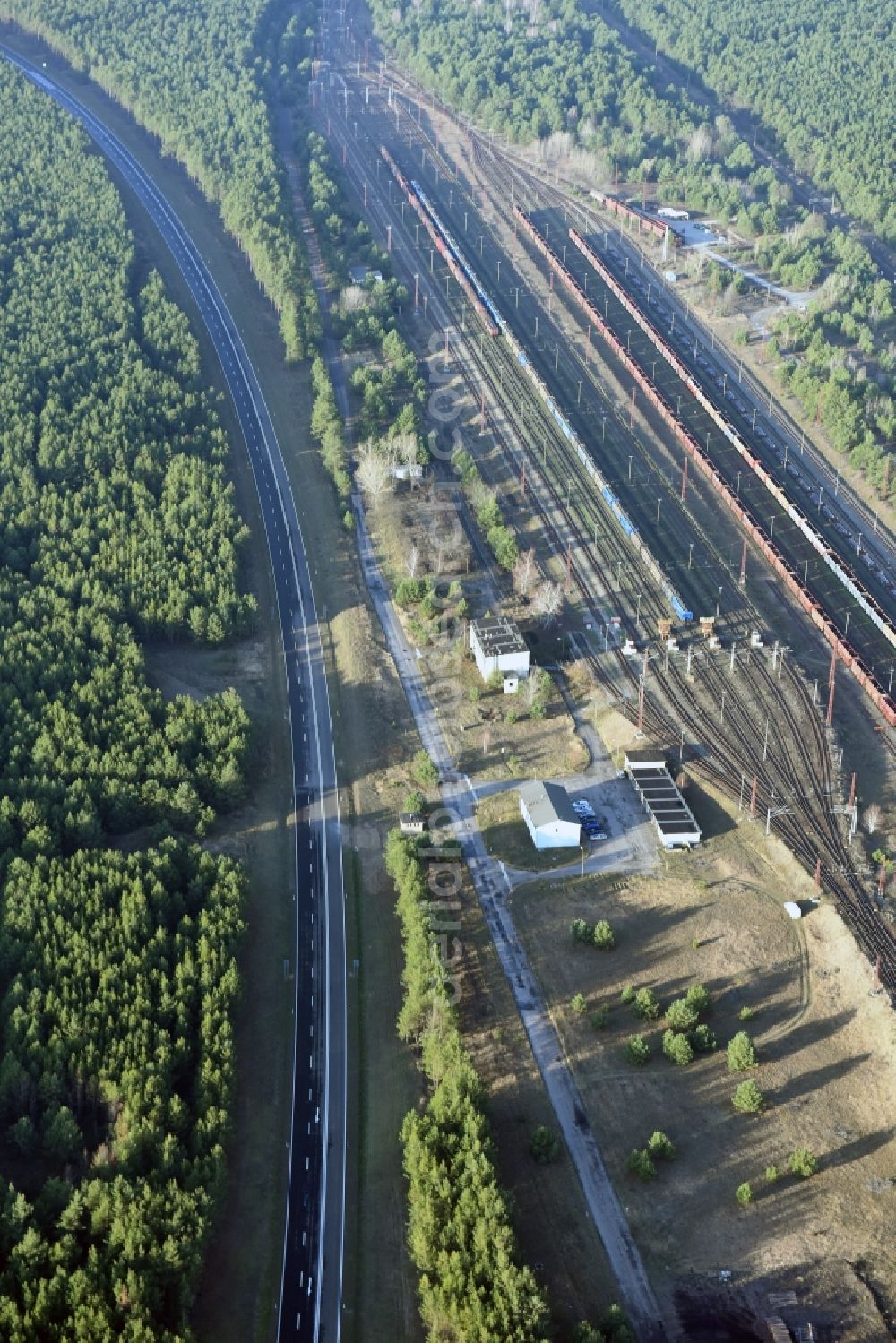 Aerial photograph Brieskow-Finkenheerd - Construction site for the new building der OU Ortsumfahrung der Bundesstrasse B112 in Brieskow-Finkenheerd in the state Brandenburg