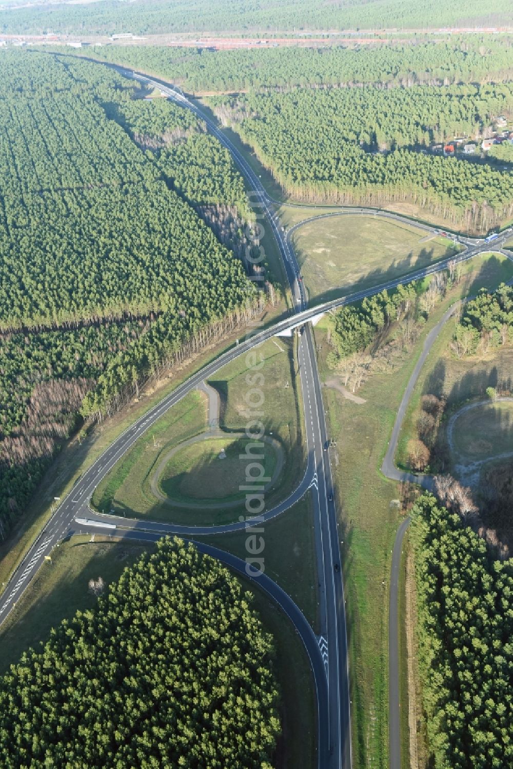 Brieskow-Finkenheerd from above - Construction site for the new building der OU Ortsumfahrung der Bundesstrasse B112 in Brieskow-Finkenheerd in the state Brandenburg