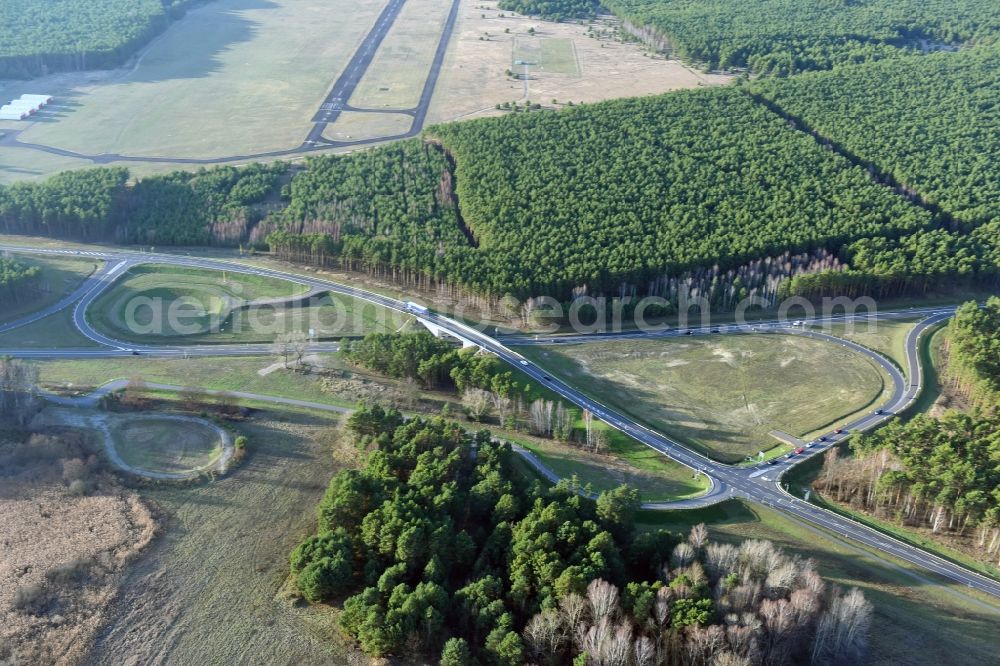 Aerial photograph Brieskow-Finkenheerd - Construction site for the new building der OU Ortsumfahrung der Bundesstrasse B112 in Brieskow-Finkenheerd in the state Brandenburg