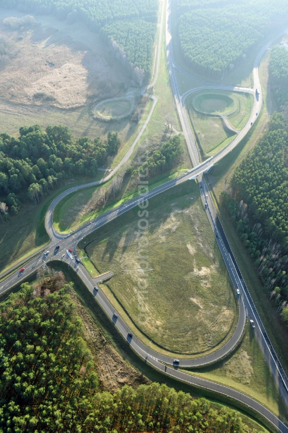 Brieskow-Finkenheerd from above - Construction site for the new building der OU Ortsumfahrung der Bundesstrasse B112 in Brieskow-Finkenheerd in the state Brandenburg