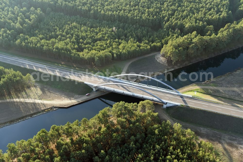 Aerial image Brieskow-Finkenheerd - Construction site for the new building der OU Ortsumfahrung der Bundesstrasse B112 in Brieskow-Finkenheerd in the state Brandenburg