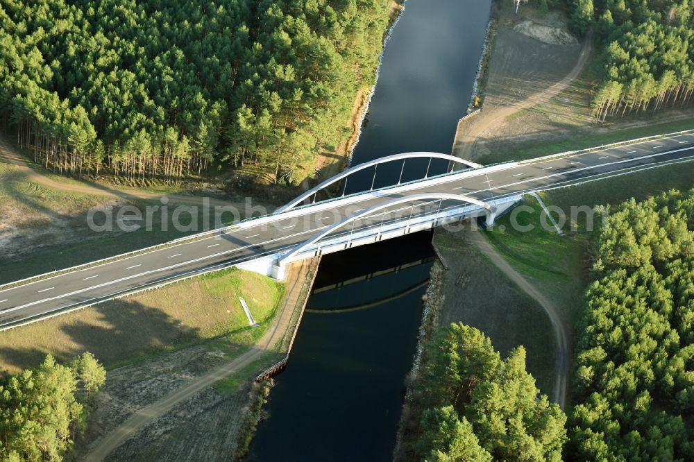 Aerial photograph Brieskow-Finkenheerd - Construction site for the new building der OU Ortsumfahrung der Bundesstrasse B112 in Brieskow-Finkenheerd in the state Brandenburg