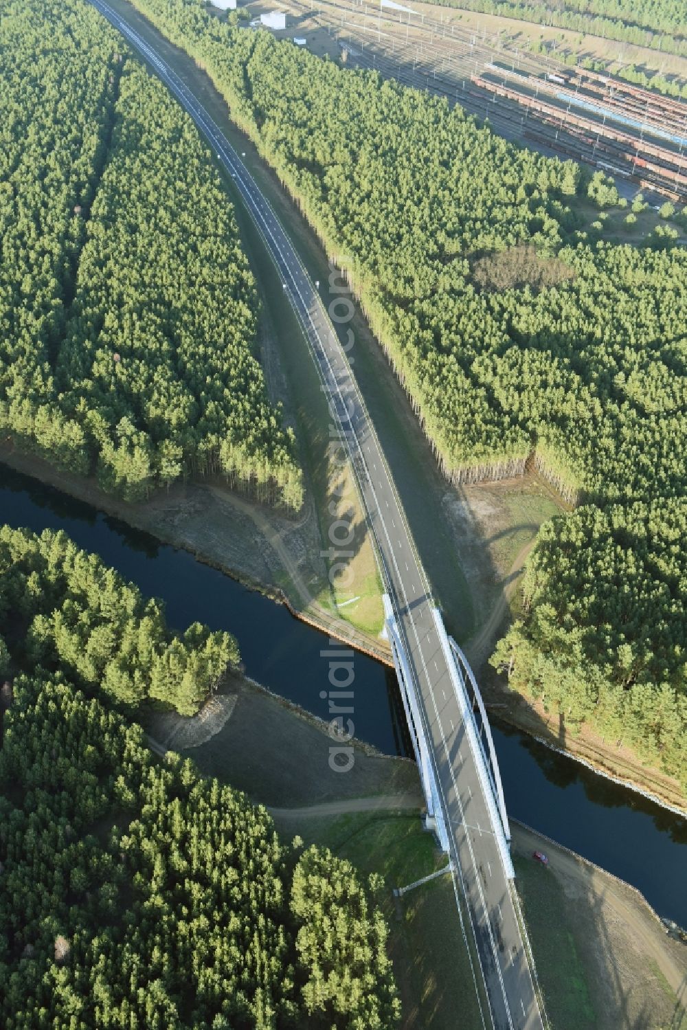 Aerial image Brieskow-Finkenheerd - Construction site for the new building der OU Ortsumfahrung der Bundesstrasse B112 in Brieskow-Finkenheerd in the state Brandenburg