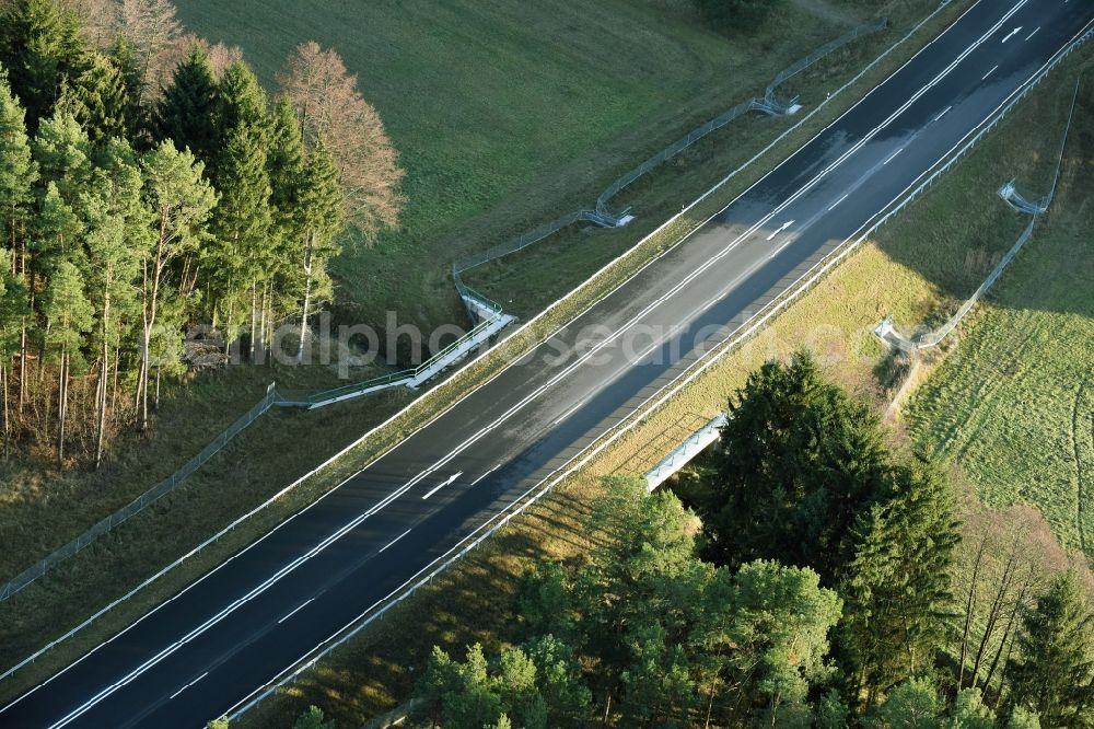 Brieskow-Finkenheerd from the bird's eye view: Construction site for the new building der OU Ortsumfahrung der Bundesstrasse B112 in Brieskow-Finkenheerd in the state Brandenburg