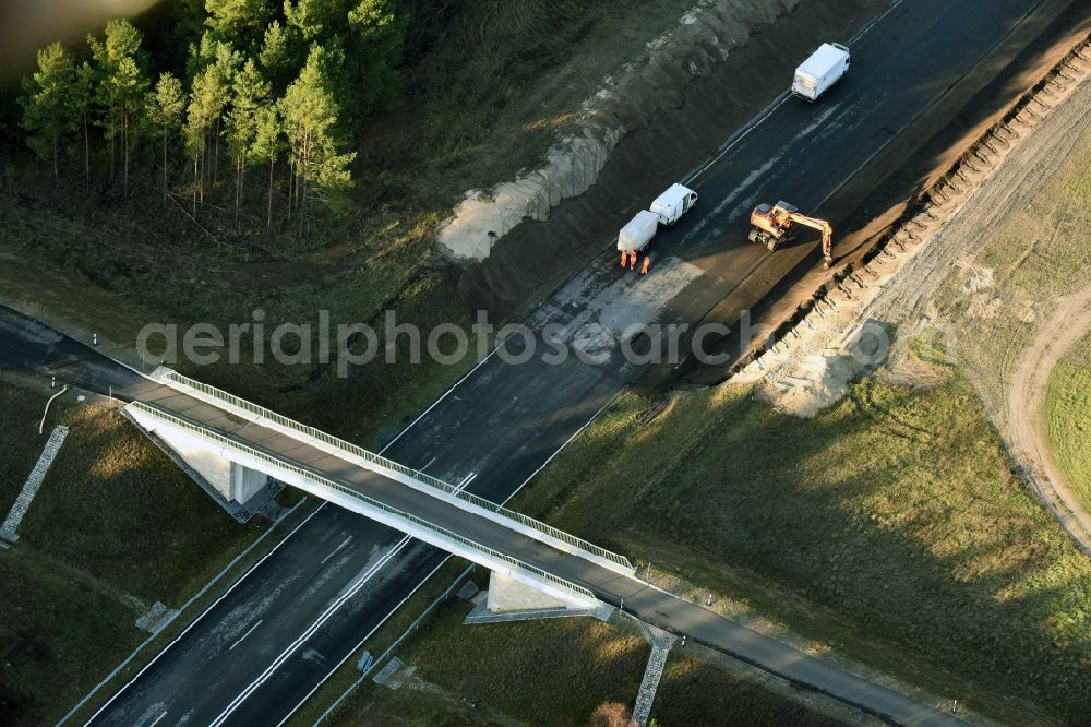 Brieskow-Finkenheerd from above - Construction site for the new building der OU Ortsumfahrung der Bundesstrasse B112 in Brieskow-Finkenheerd in the state Brandenburg