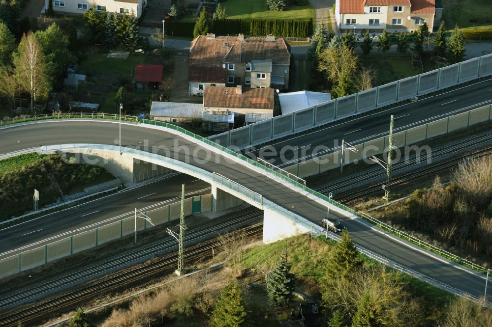 Aerial image Brieskow-Finkenheerd - Construction site for the new building der OU Ortsumfahrung der Bundesstrasse B112 in Brieskow-Finkenheerd in the state Brandenburg