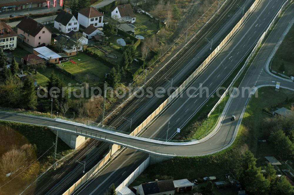 Aerial image Brieskow-Finkenheerd - Construction site for the new building der OU Ortsumfahrung der Bundesstrasse B112 in Brieskow-Finkenheerd in the state Brandenburg