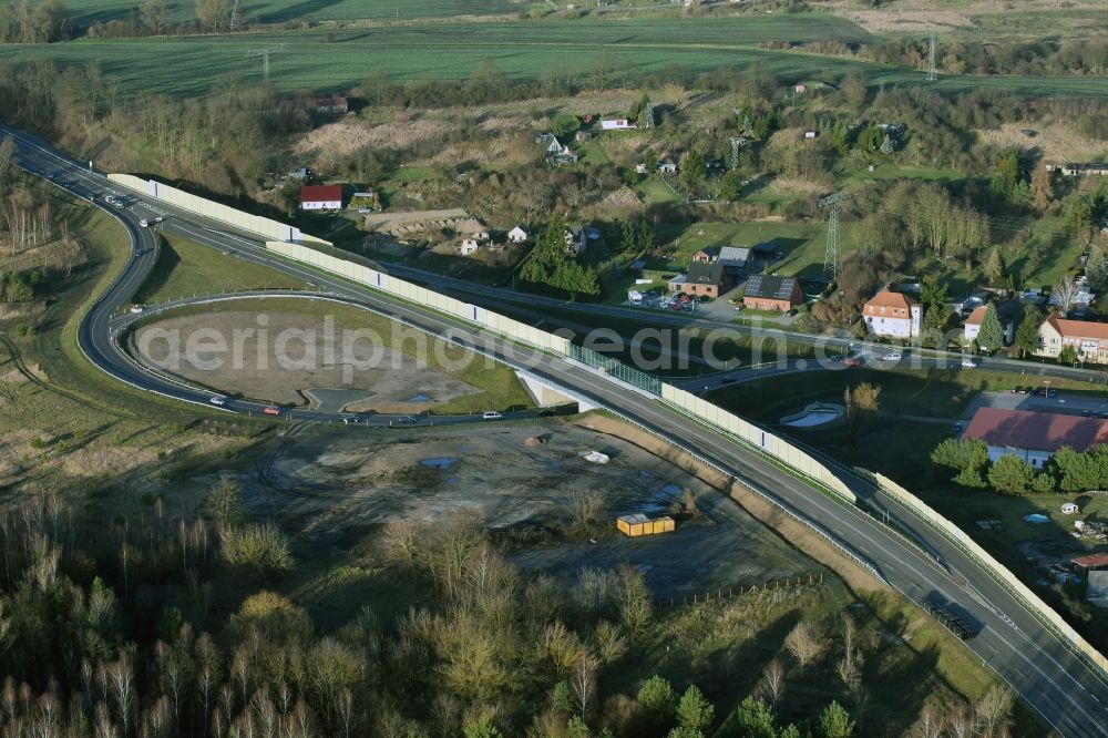 Aerial image Brieskow-Finkenheerd - Construction site for the new building der OU Ortsumfahrung der Bundesstrasse B112 in Brieskow-Finkenheerd in the state Brandenburg