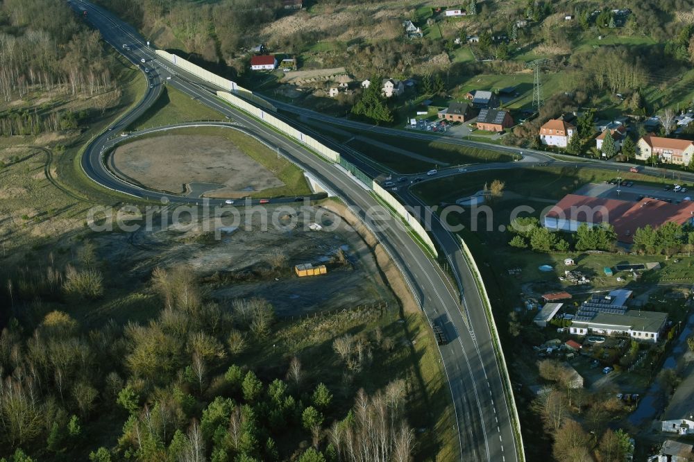 Aerial photograph Brieskow-Finkenheerd - Construction site for the new building der OU Ortsumfahrung der Bundesstrasse B112 in Brieskow-Finkenheerd in the state Brandenburg