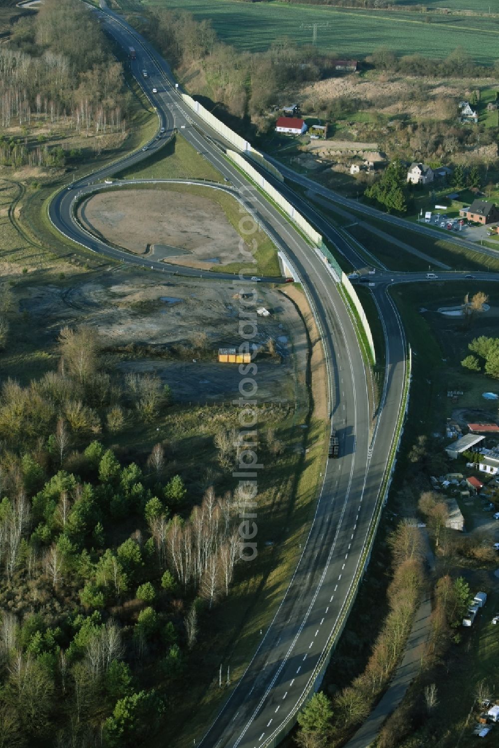 Brieskow-Finkenheerd from above - Construction site for the new building der OU Ortsumfahrung der Bundesstrasse B112 in Brieskow-Finkenheerd in the state Brandenburg