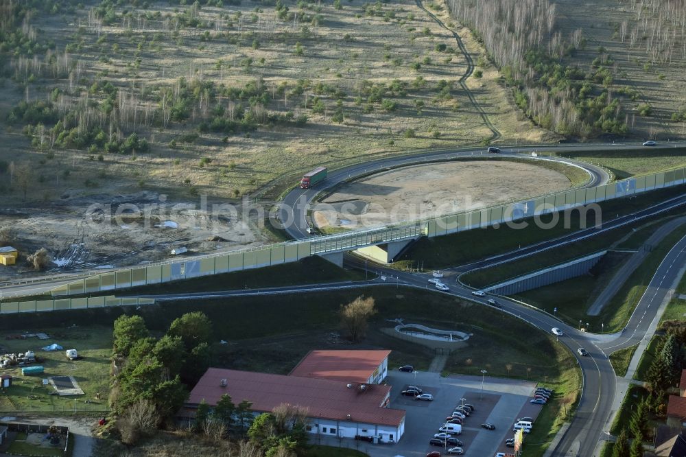 Aerial image Brieskow-Finkenheerd - Construction site for the new building der OU Ortsumfahrung der Bundesstrasse B112 in Brieskow-Finkenheerd in the state Brandenburg