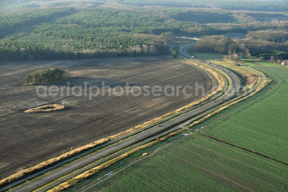 Aerial image Brieskow-Finkenheerd - Construction site for the new building der OU Ortsumfahrung der Bundesstrasse B112 in Brieskow-Finkenheerd in the state Brandenburg