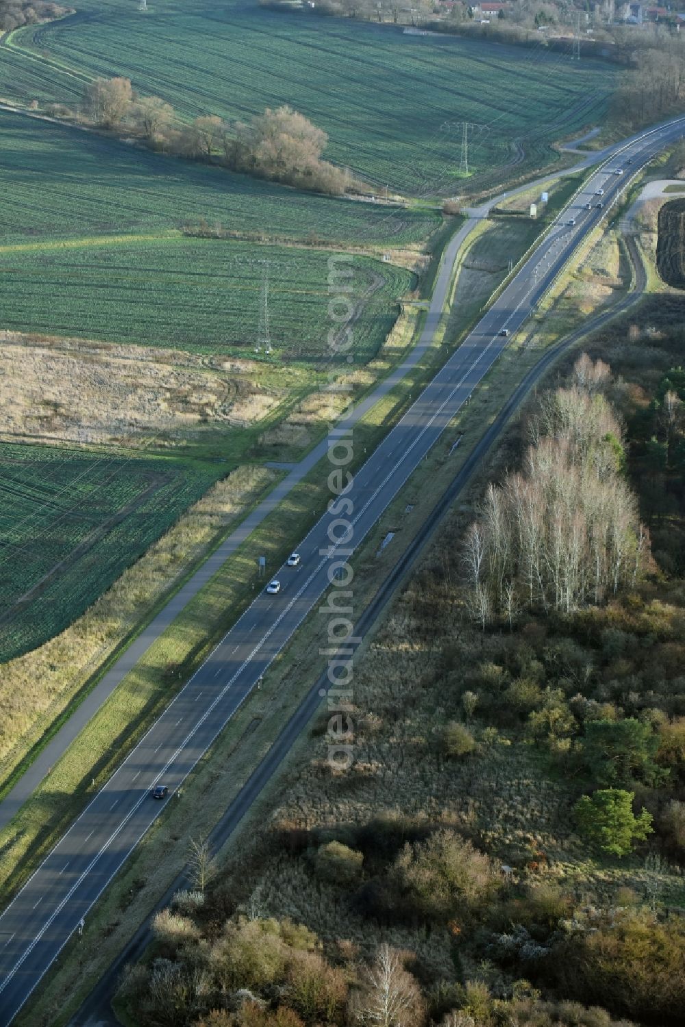 Aerial photograph Brieskow-Finkenheerd - Construction site for the new building der OU Ortsumfahrung der Bundesstrasse B112 in Brieskow-Finkenheerd in the state Brandenburg