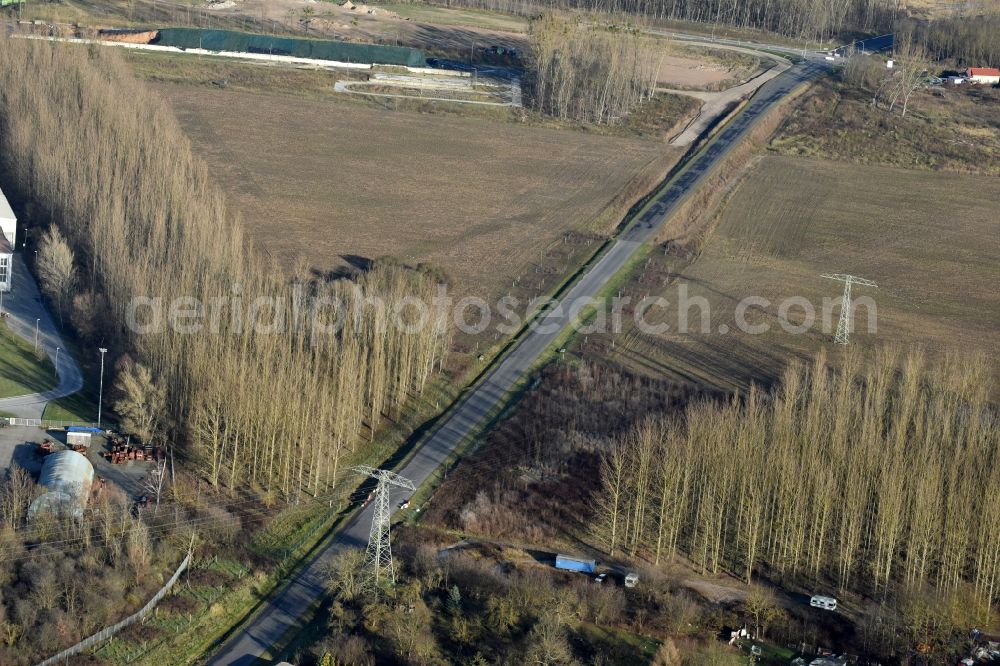 Aerial image Herzfelde - Construction site for the new building the roads bypass the federal highway B 1n in Herzfelde in the state Brandenburg