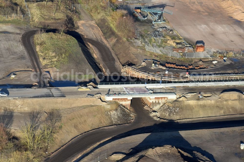 Herzfelde from the bird's eye view: Construction site for the new building the roads bypass the federal highway B 1n in Herzfelde in the state Brandenburg