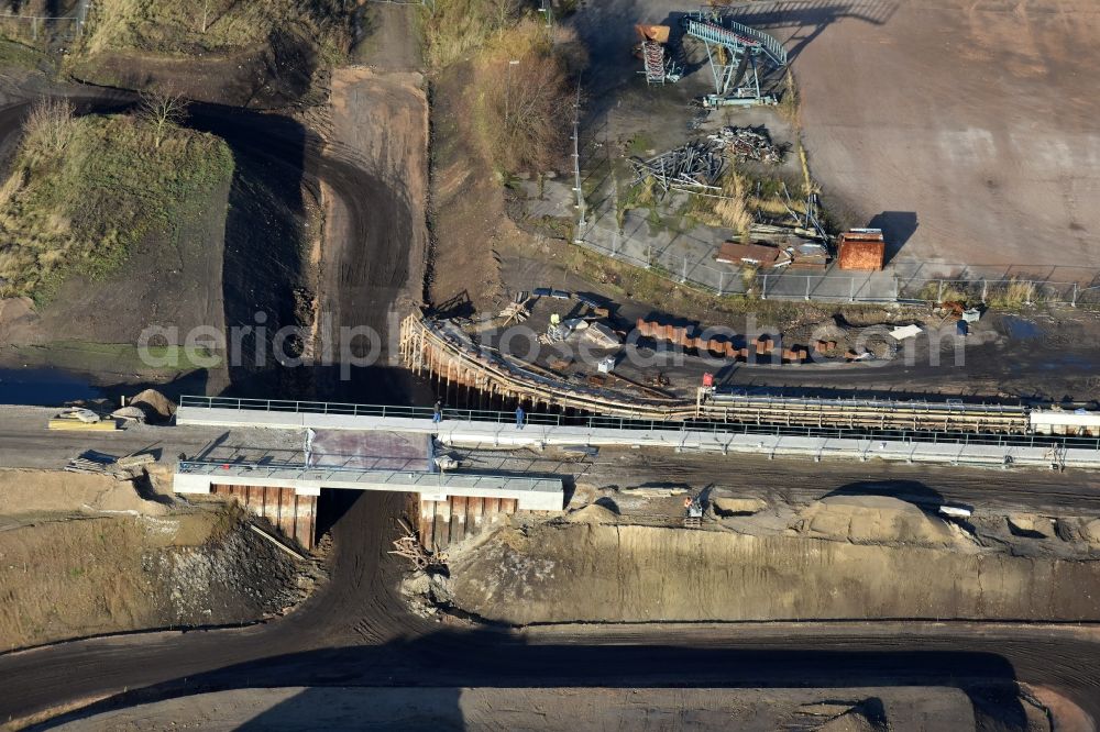 Aerial image Herzfelde - Construction site for the new building the roads bypass the federal highway B 1n in Herzfelde in the state Brandenburg