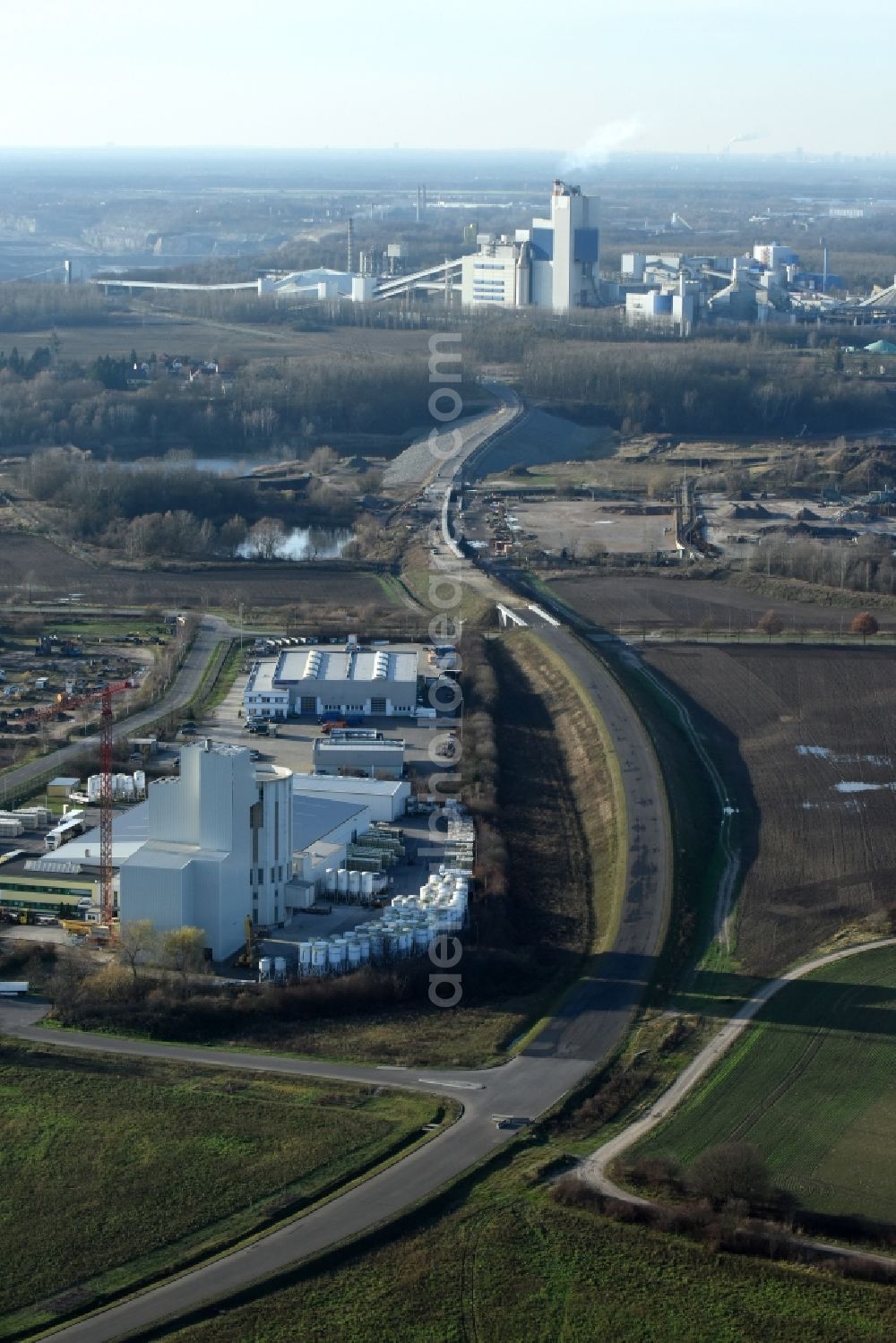 Herzfelde from above - Construction site for the new building the roads bypass the federal highway B 1n in Herzfelde in the state Brandenburg