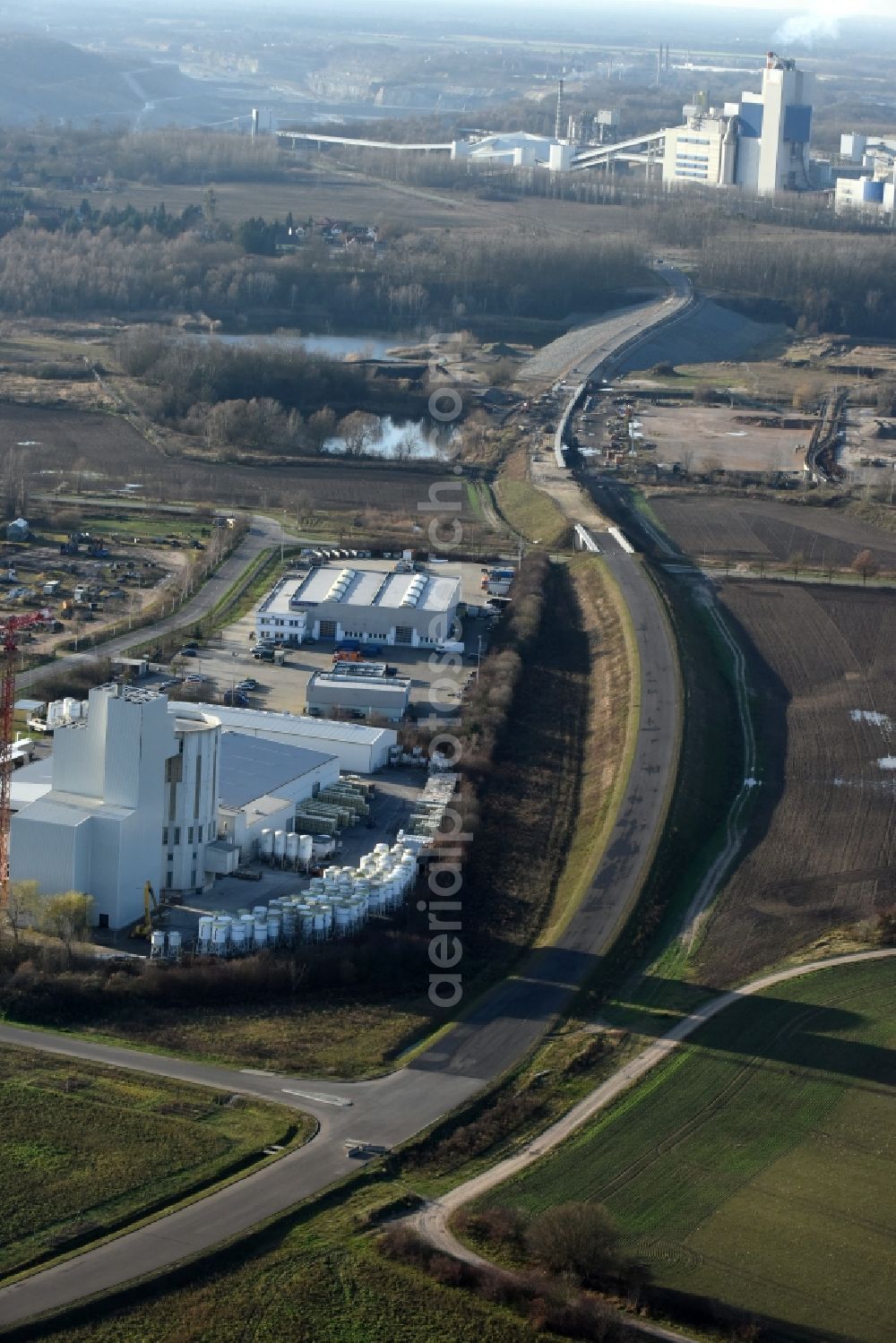 Herzfelde from the bird's eye view: Construction site for the new building the roads bypass the federal highway B 1n in Herzfelde in the state Brandenburg