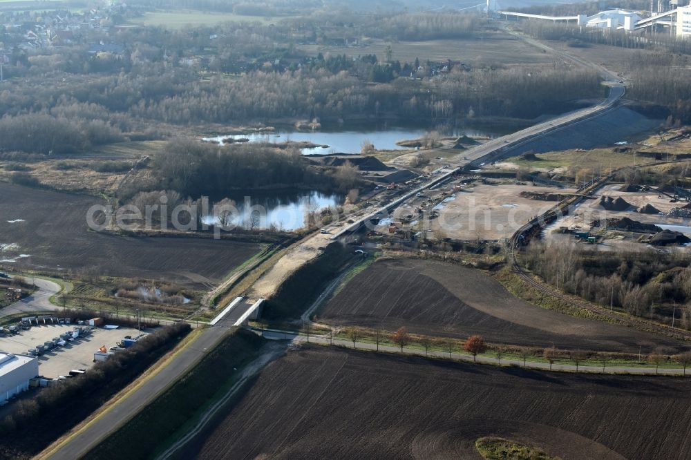 Aerial photograph Herzfelde - Construction site for the new building the roads bypass the federal highway B 1n in Herzfelde in the state Brandenburg