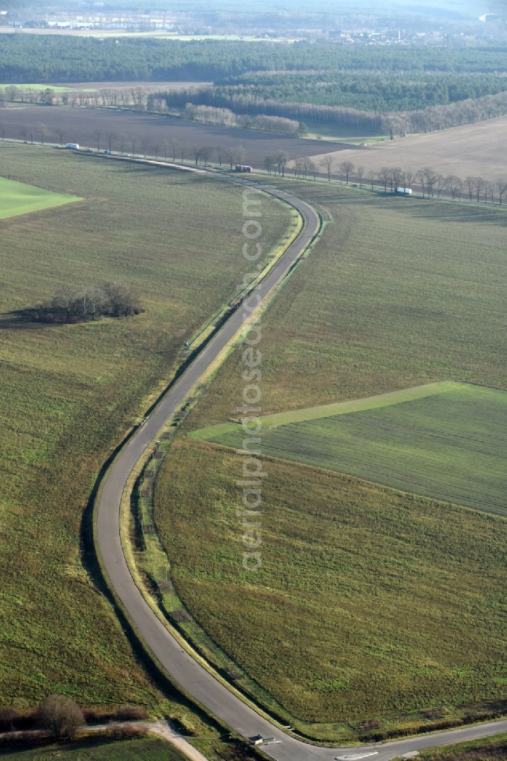 Herzfelde from above - Construction site for the new building the roads bypass the federal highway B 1n in Herzfelde in the state Brandenburg