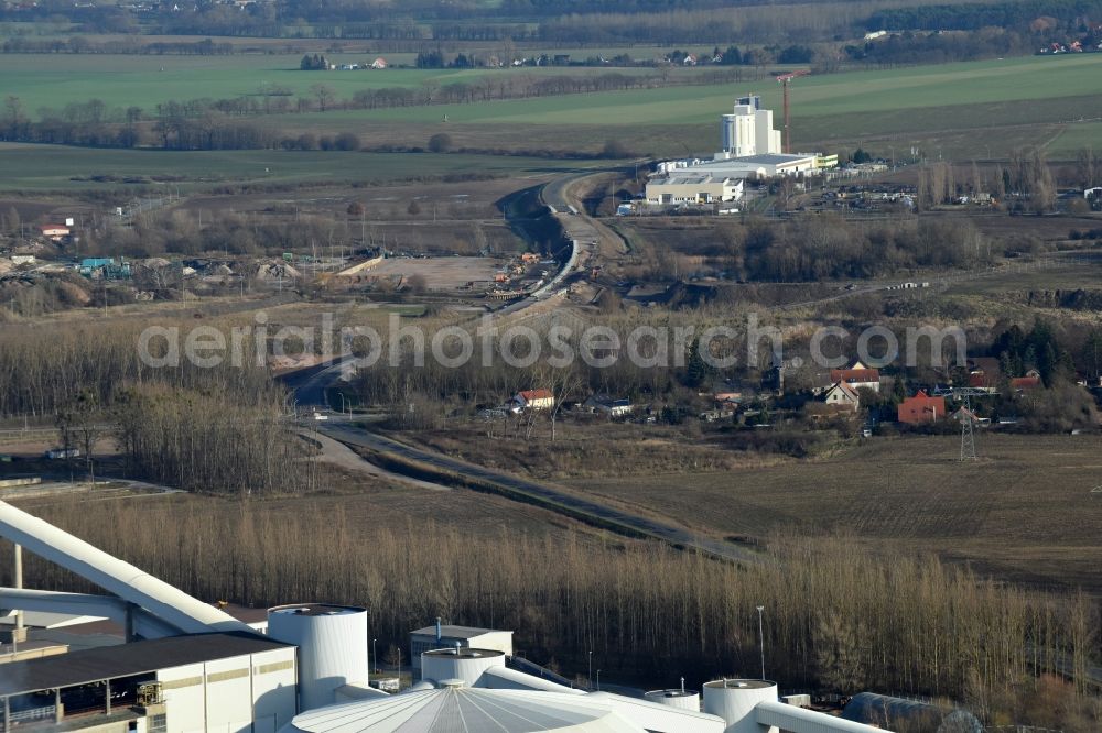 Aerial photograph Herzfelde - Construction site for the new building the roads bypass the federal highway B 1n in Herzfelde in the state Brandenburg