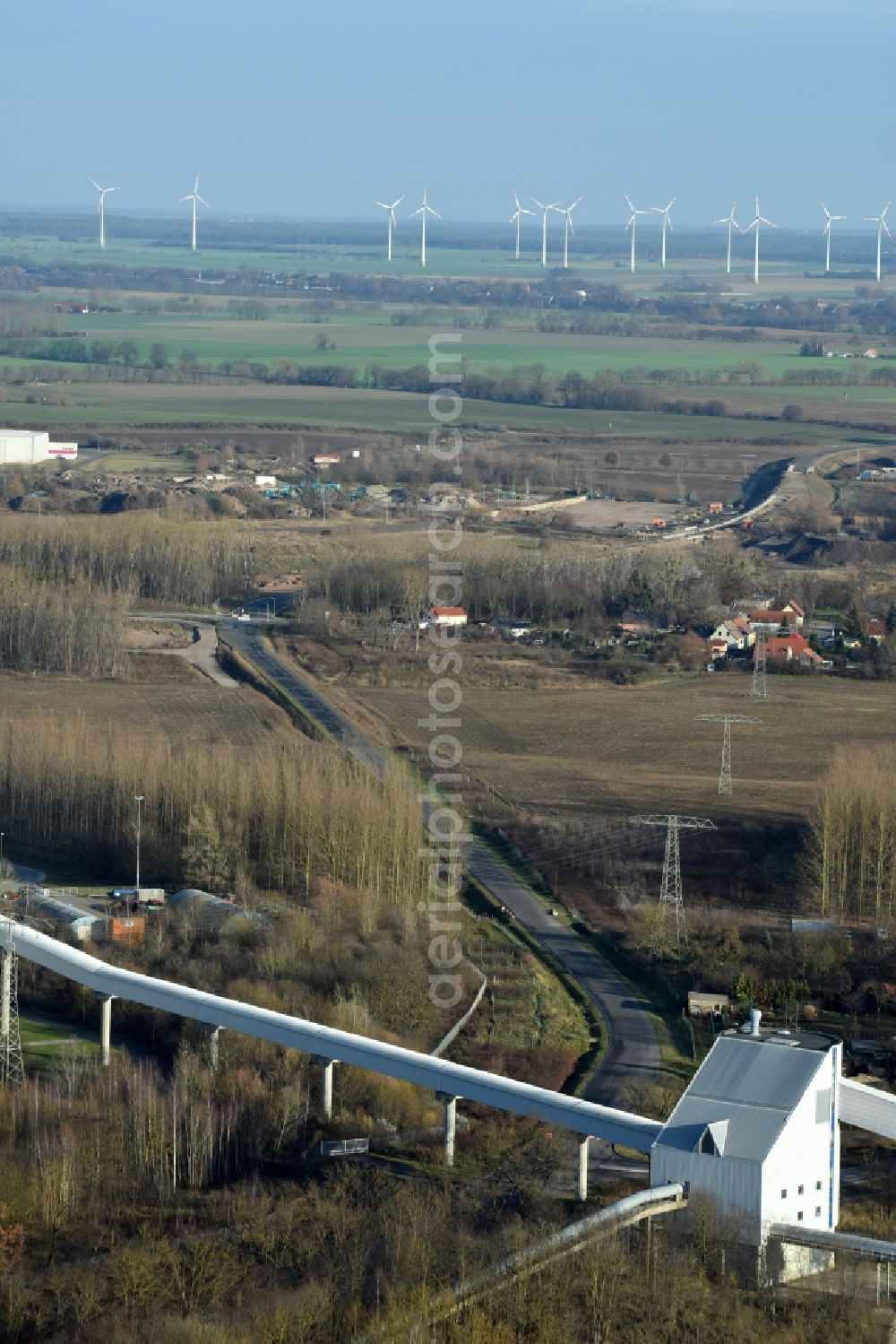 Aerial image Herzfelde - Construction site for the new building the roads bypass the federal highway B 1n in Herzfelde in the state Brandenburg