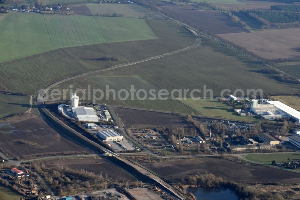 Herzfelde from above - Construction site for the new building the roads bypass the federal highway B 1n in Herzfelde in the state Brandenburg