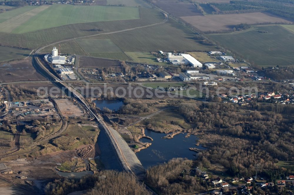 Aerial image Herzfelde - Construction site for the new building the roads bypass the federal highway B 1n in Herzfelde in the state Brandenburg