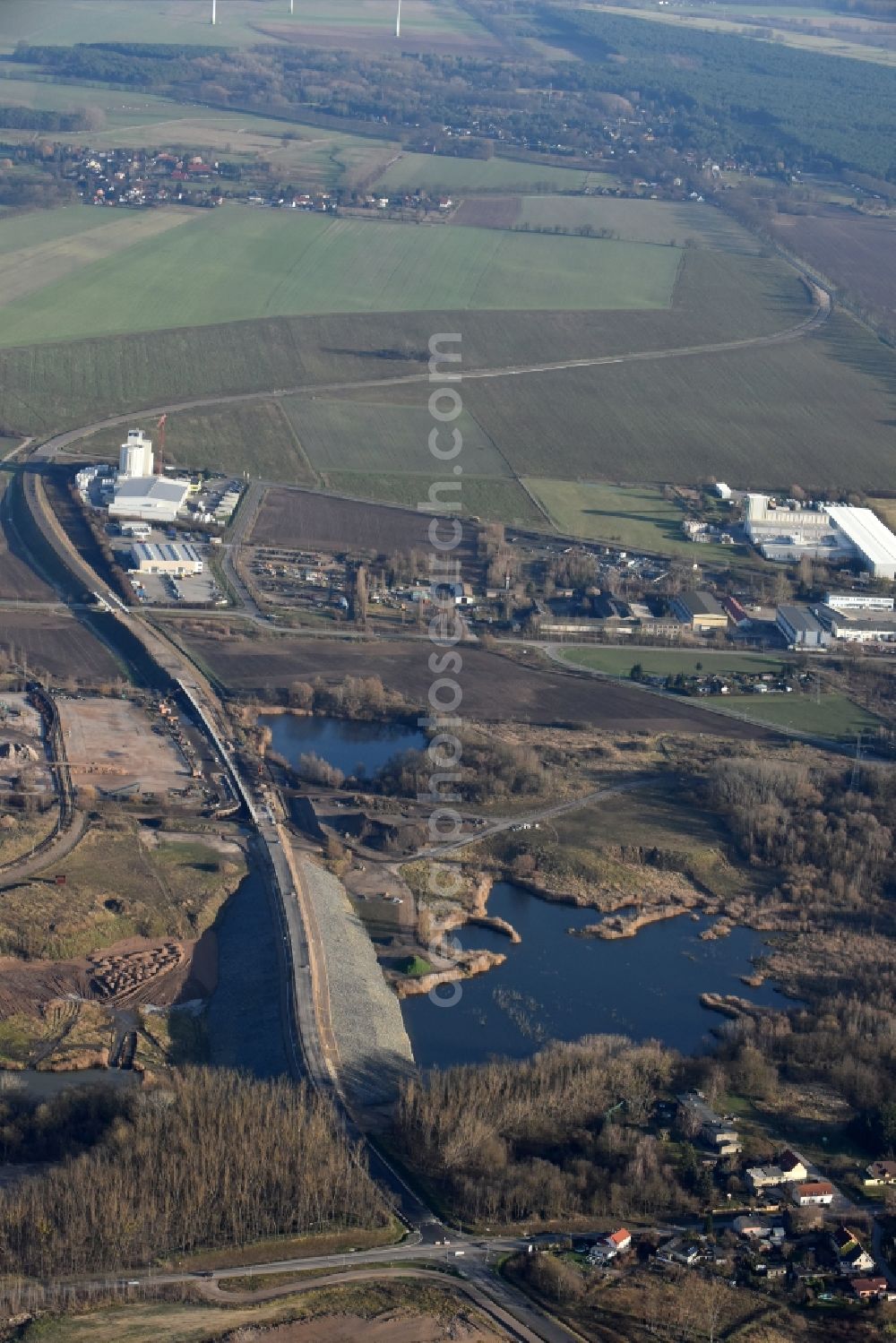 Aerial photograph Herzfelde - Construction site for the new building the roads bypass the federal highway B 1n in Herzfelde in the state Brandenburg