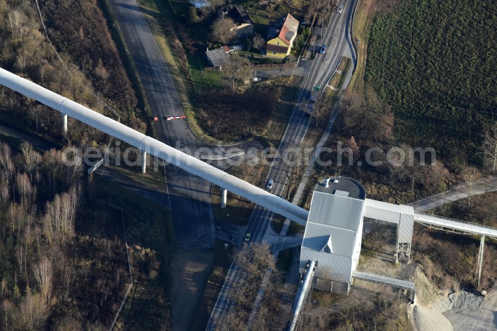 Aerial image Herzfelde - Construction site for the new building the roads bypass the federal highway B 1n in Herzfelde in the state Brandenburg