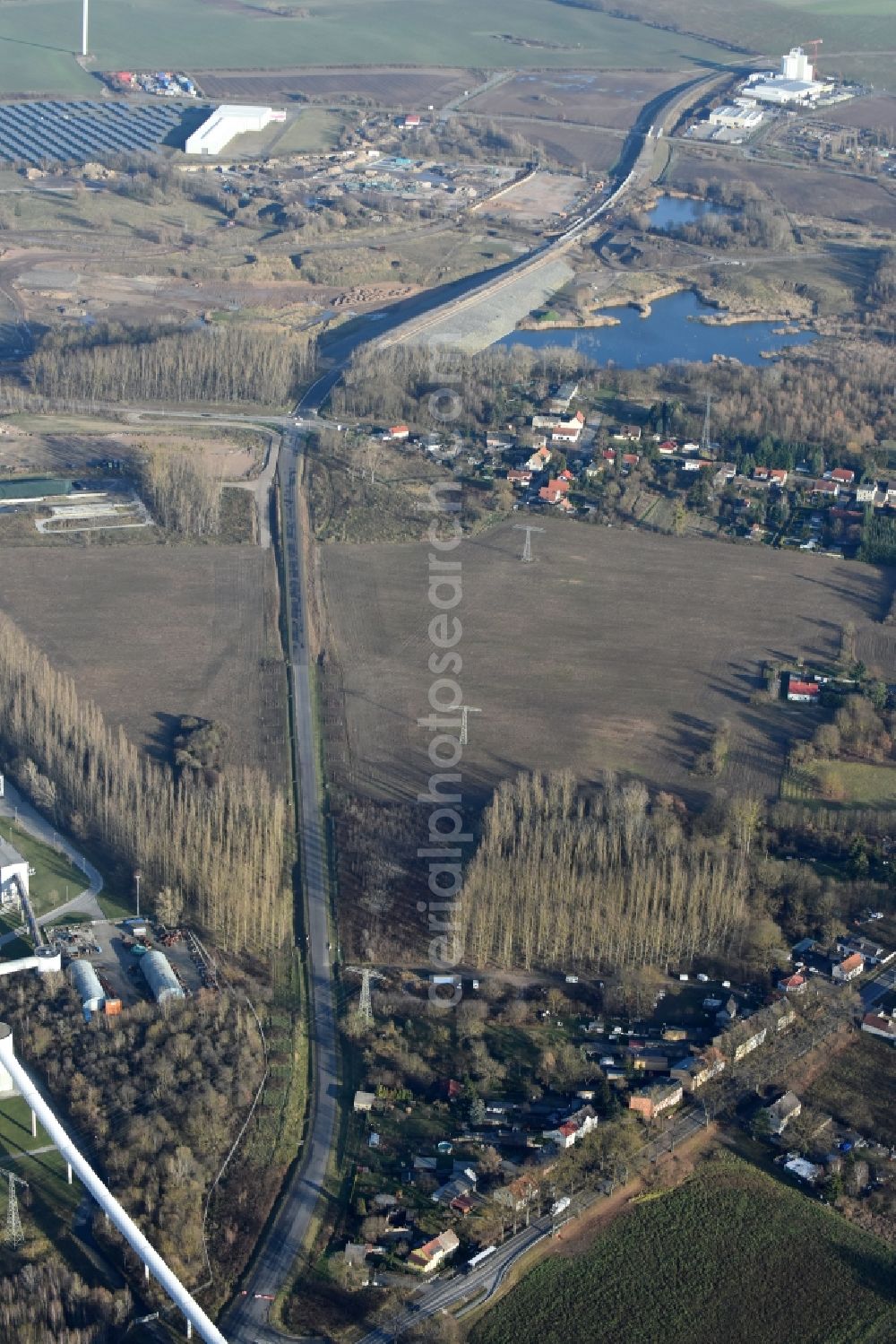 Herzfelde from the bird's eye view: Construction site for the new building the roads bypass the federal highway B 1n in Herzfelde in the state Brandenburg