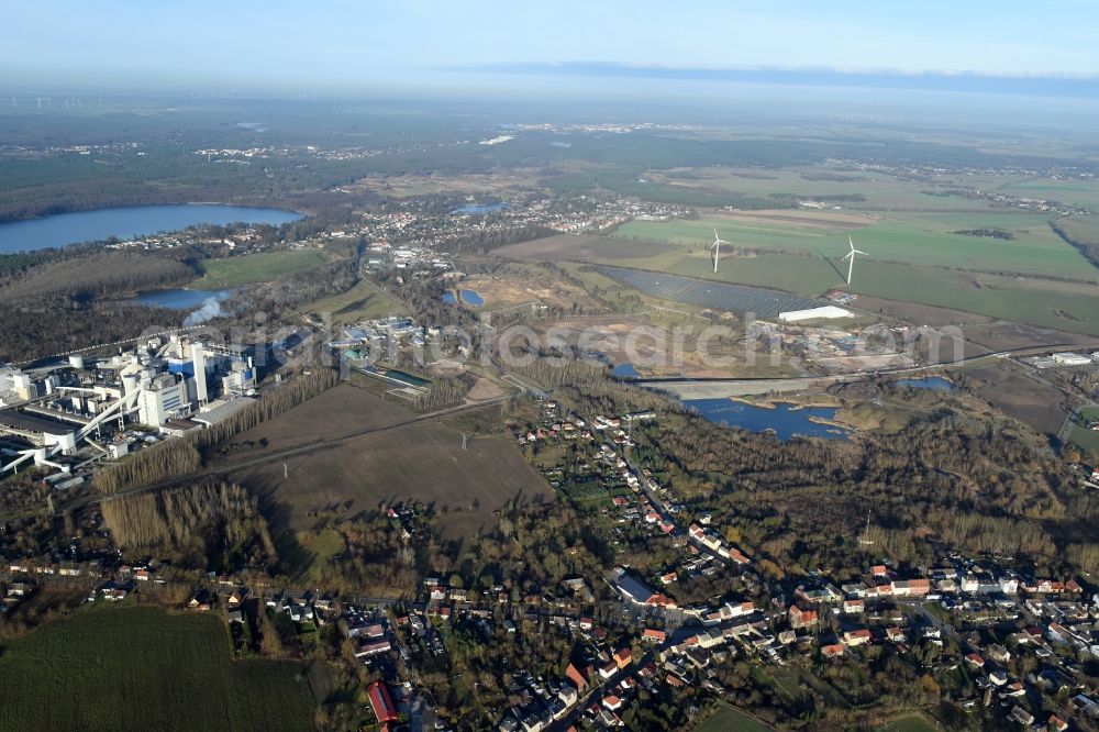 Aerial image Herzfelde - Construction site for the new building the roads bypass the federal highway B 1n in Herzfelde in the state Brandenburg