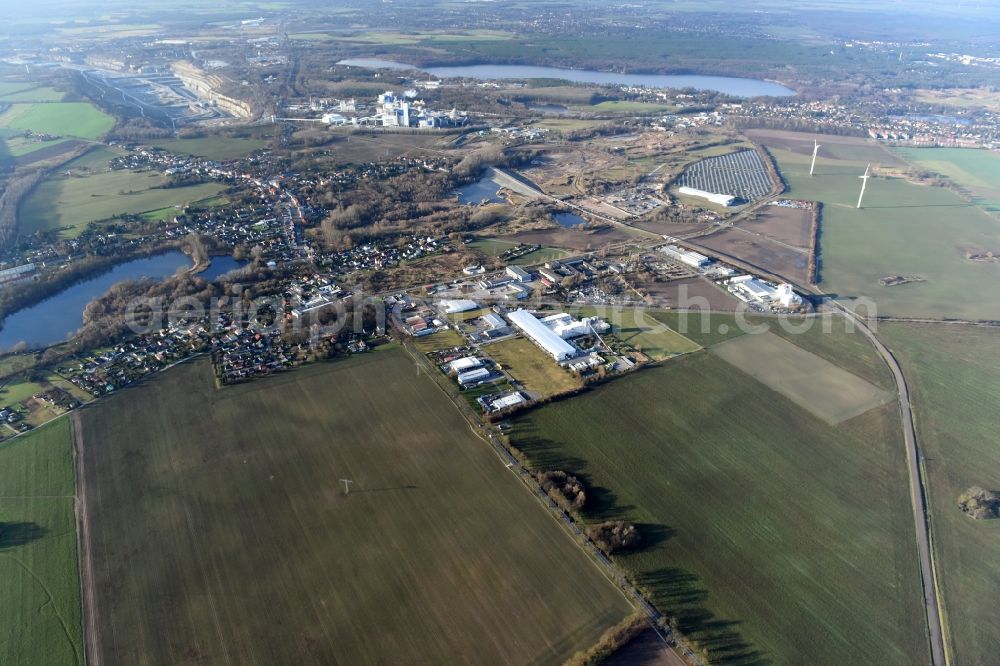 Herzfelde from above - Construction site for the new building the roads bypass the federal highway B 1n in Herzfelde in the state Brandenburg