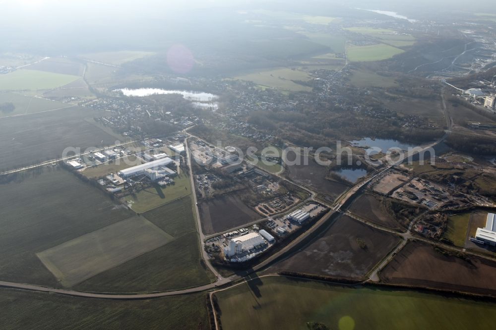 Herzfelde from the bird's eye view: Construction site for the new building the roads bypass the federal highway B 1n in Herzfelde in the state Brandenburg