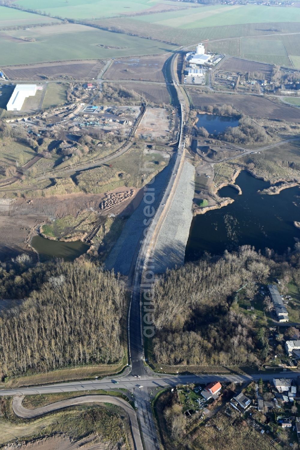 Aerial image Herzfelde - Construction site for the new building the roads bypass the federal highway B 1n in Herzfelde in the state Brandenburg