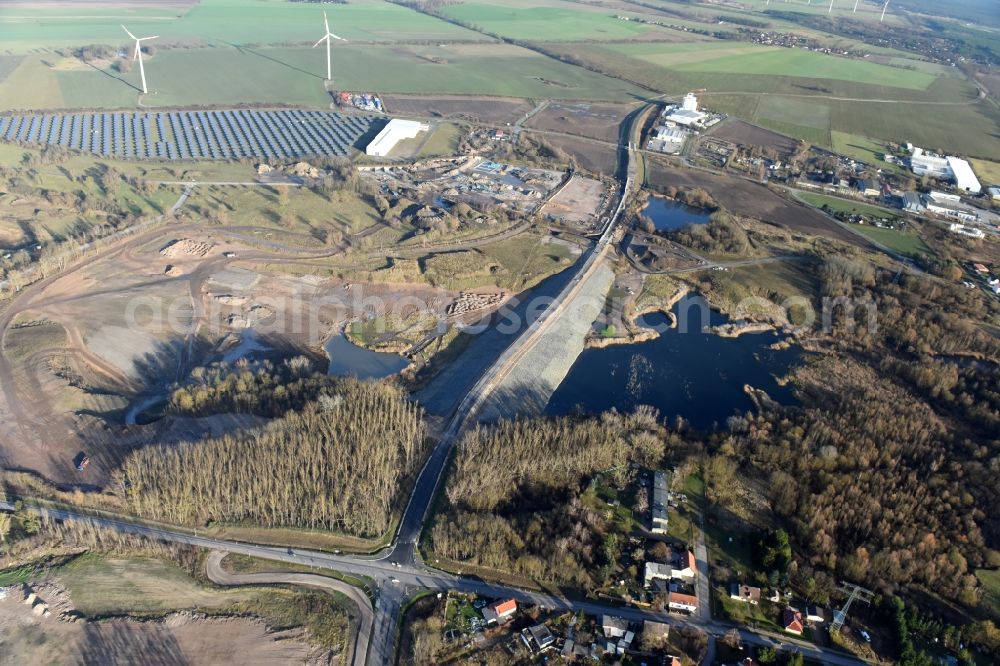 Aerial photograph Herzfelde - Construction site for the new building the roads bypass the federal highway B 1n in Herzfelde in the state Brandenburg