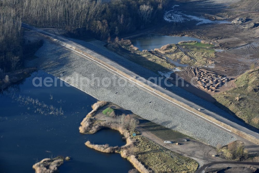 Aerial image Herzfelde - Construction site for the new building the roads bypass the federal highway B 1n in Herzfelde in the state Brandenburg