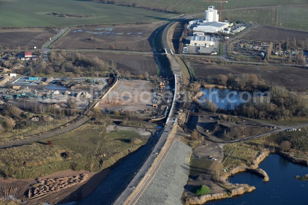 Aerial image Herzfelde - Construction site for the new building the roads bypass the federal highway B 1n in Herzfelde in the state Brandenburg