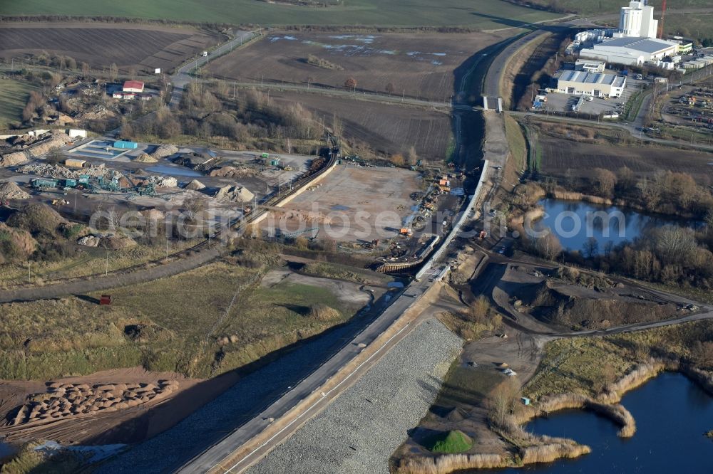 Aerial photograph Herzfelde - Construction site for the new building the roads bypass the federal highway B 1n in Herzfelde in the state Brandenburg