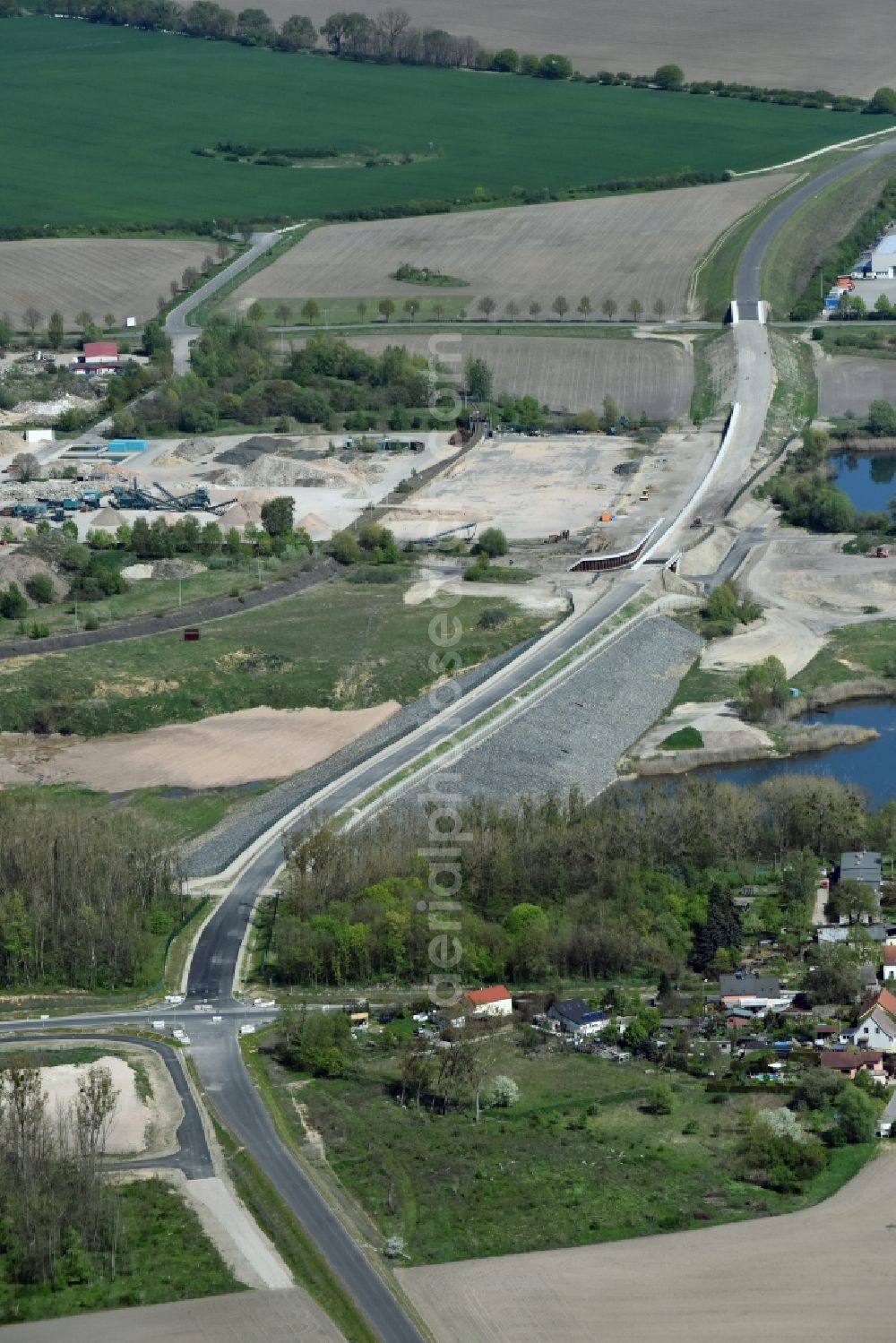 Aerial photograph Herzfelde - Construction site for the new building the roads bypass the federal highway B 1n in Herzfelde in the state Brandenburg