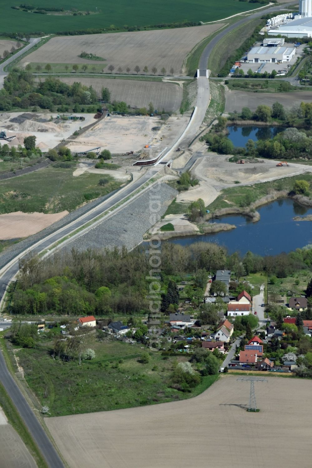 Herzfelde from above - Construction site for the new building the roads bypass the federal highway B 1n in Herzfelde in the state Brandenburg