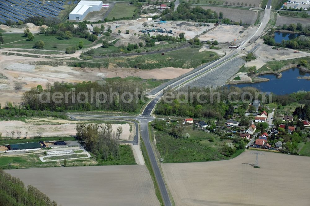 Aerial image Herzfelde - Construction site for the new building the roads bypass the federal highway B 1n in Herzfelde in the state Brandenburg