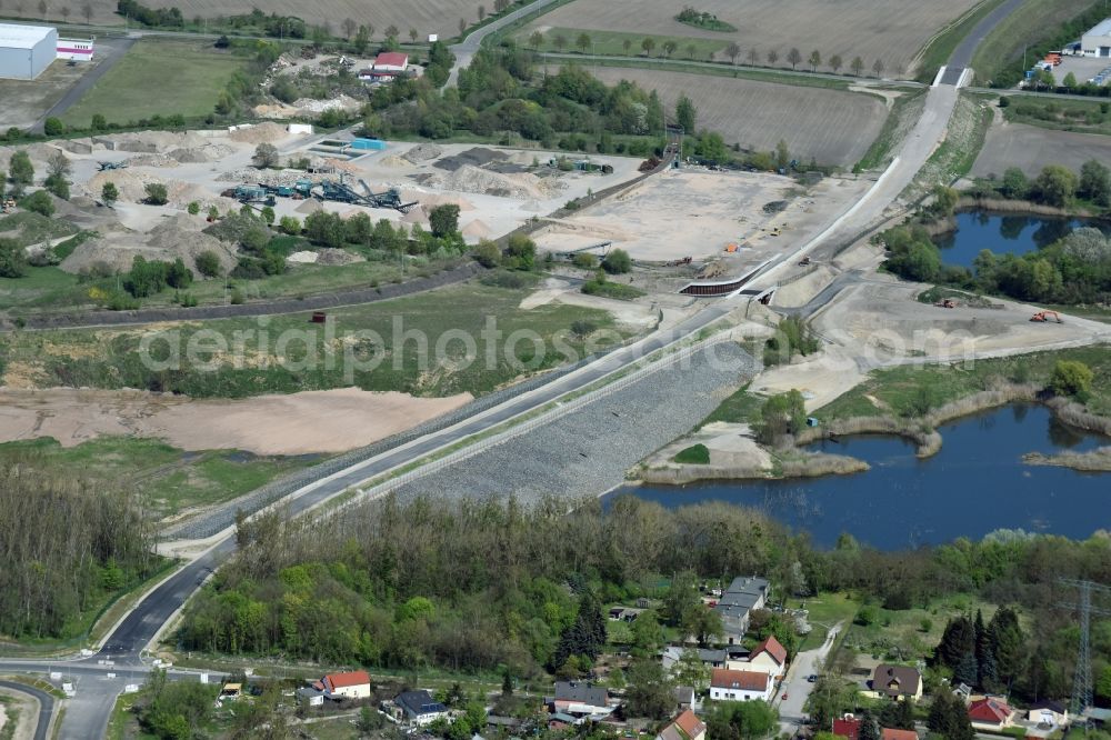 Aerial photograph Herzfelde - Construction site for the new building the roads bypass the federal highway B 1n in Herzfelde in the state Brandenburg