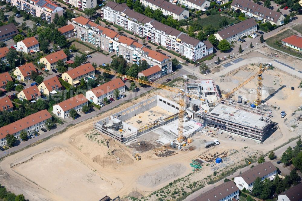 Aerial photograph Hönow - Construction site for the new building city destrict center between of Schulstrasse and of Marderstrasse in Hoenow in the state Brandenburg, Germany