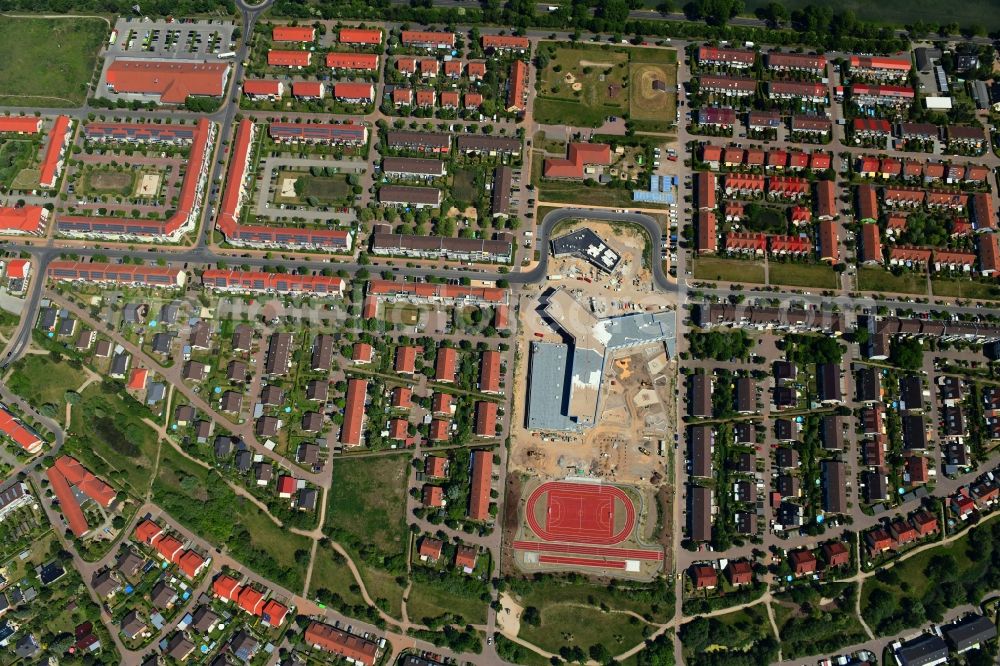 Aerial photograph Hönow - Construction site for the new building city destrict center between of Schulstrasse and of Marderstrasse in Hoenow in the state Brandenburg, Germany