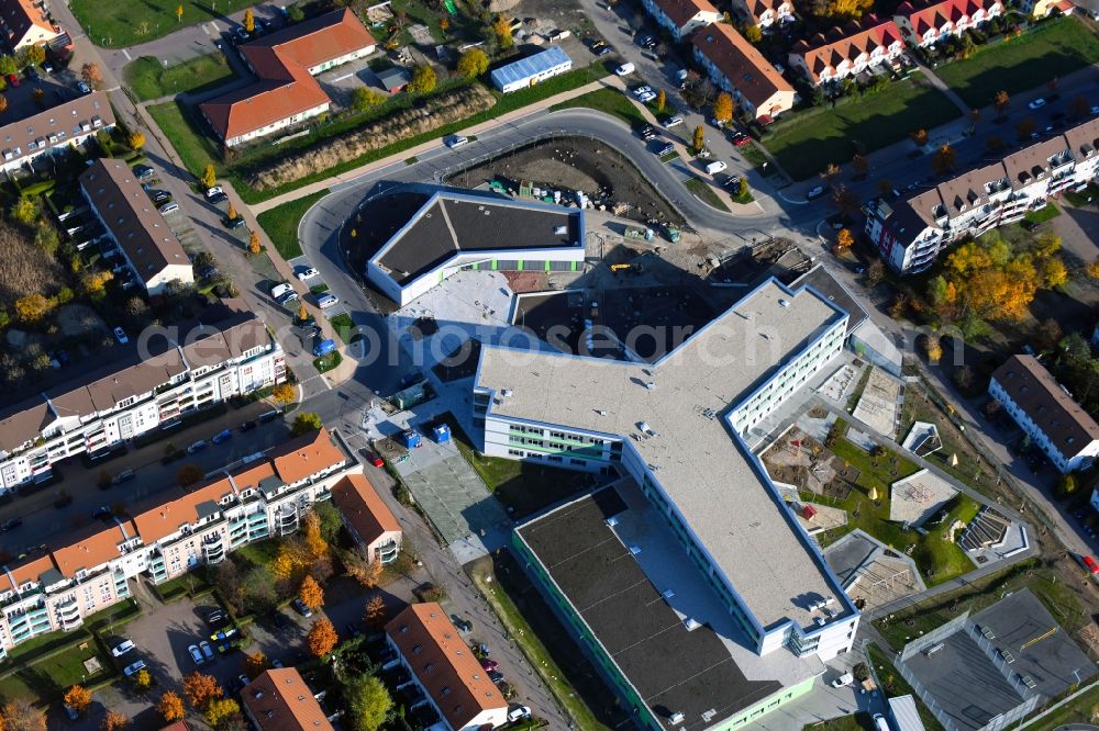 Aerial image Hönow - Construction site for the new building city destrict center between of Schulstrasse and of Marderstrasse in Hoenow in the state Brandenburg, Germany