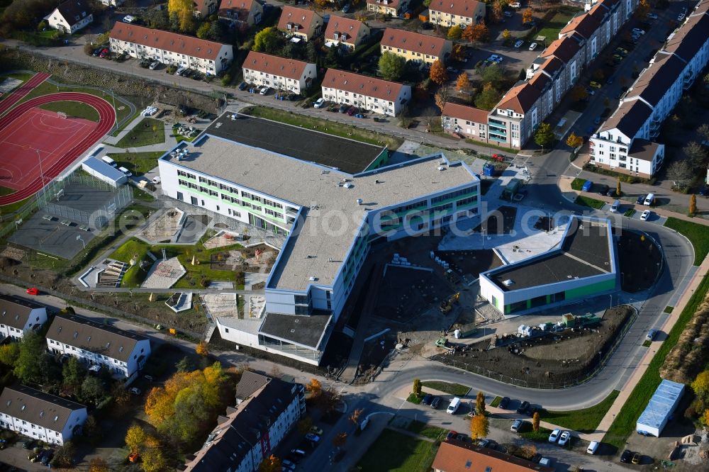 Hönow from above - Construction site for the new building city destrict center between of Schulstrasse and of Marderstrasse in Hoenow in the state Brandenburg, Germany