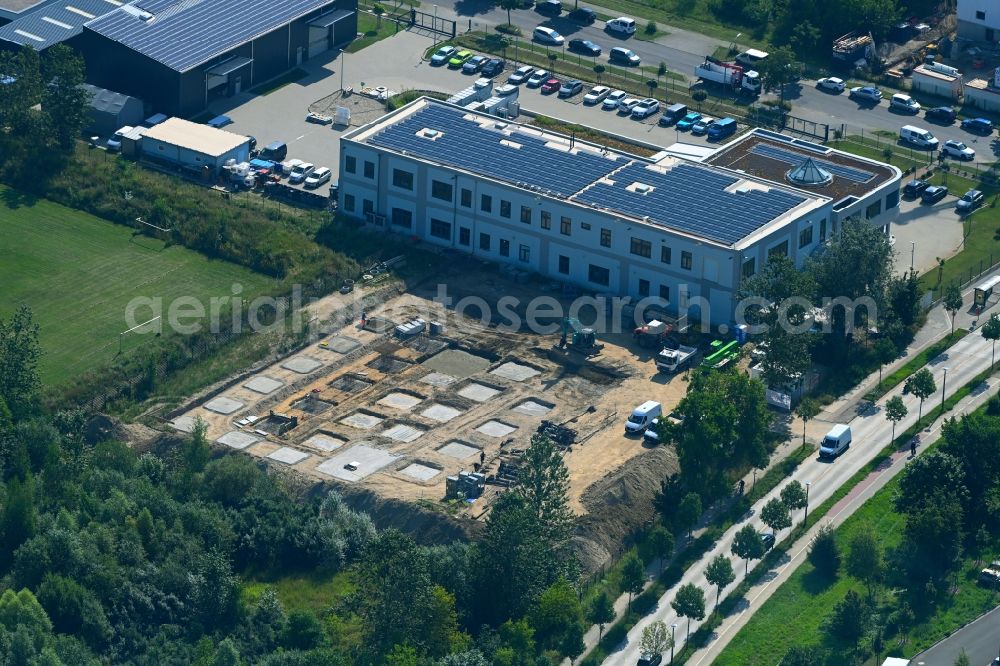 Berlin from the bird's eye view: Construction site for the new building on Pablo-Picasso-Strasse in the district Hohenschoenhausen in Berlin, Germany