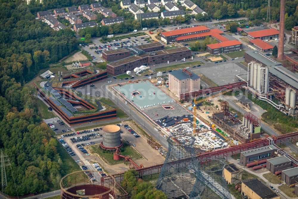 Aerial image Essen - Construction site for the new parking garage of KK 13 GmbH & Co KG on Kokereiallee in Essen in the state North Rhine-Westphalia, Germany