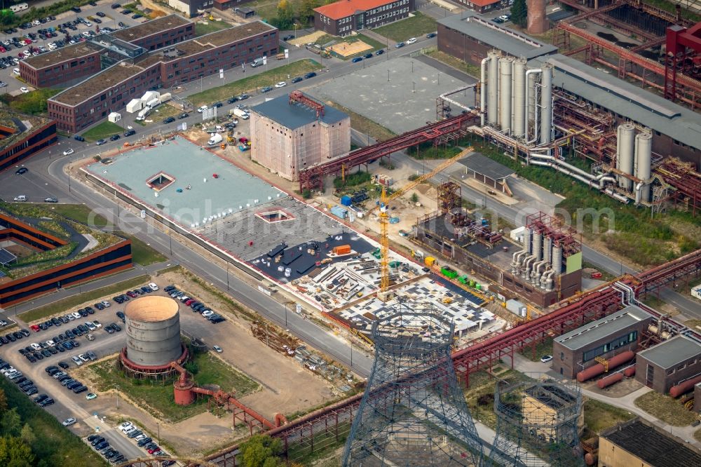 Essen from above - Construction site for the new parking garage of KK 13 GmbH & Co KG on Kokereiallee in Essen in the state North Rhine-Westphalia, Germany